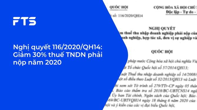 Nghị quyết 116/2020/QH14: Giảm 30% thuế TNDN phải nộp năm 2020