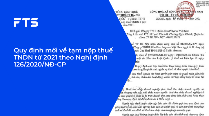 Quy định mới về tạm nộp thuế TNDN từ 2021 theo Nghị định 126/2020/NĐ-CP